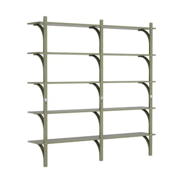 Levi shelf 5 shelves - Moss green-brass, 180 cm - Swedese