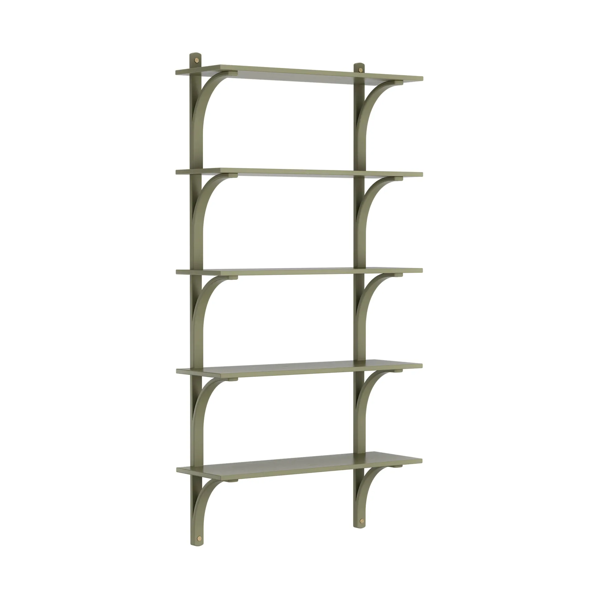 Levi shelf 5 shelves, Moss green-brass, 90 cm Swedese