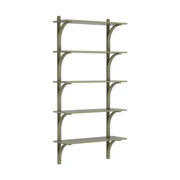 Levi shelf 5 shelves - Moss green-brass, 90 cm - Swedese