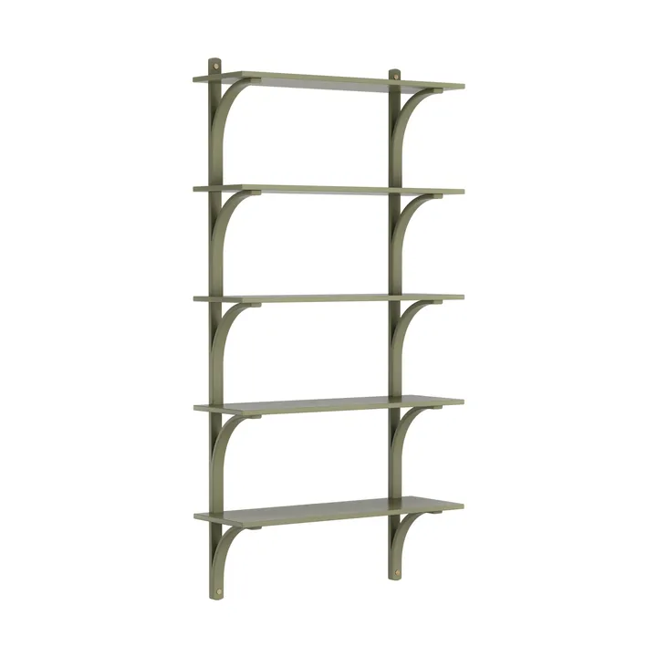 Levi shelf 5 shelves - Moss green-brass, 90 cm - Swedese