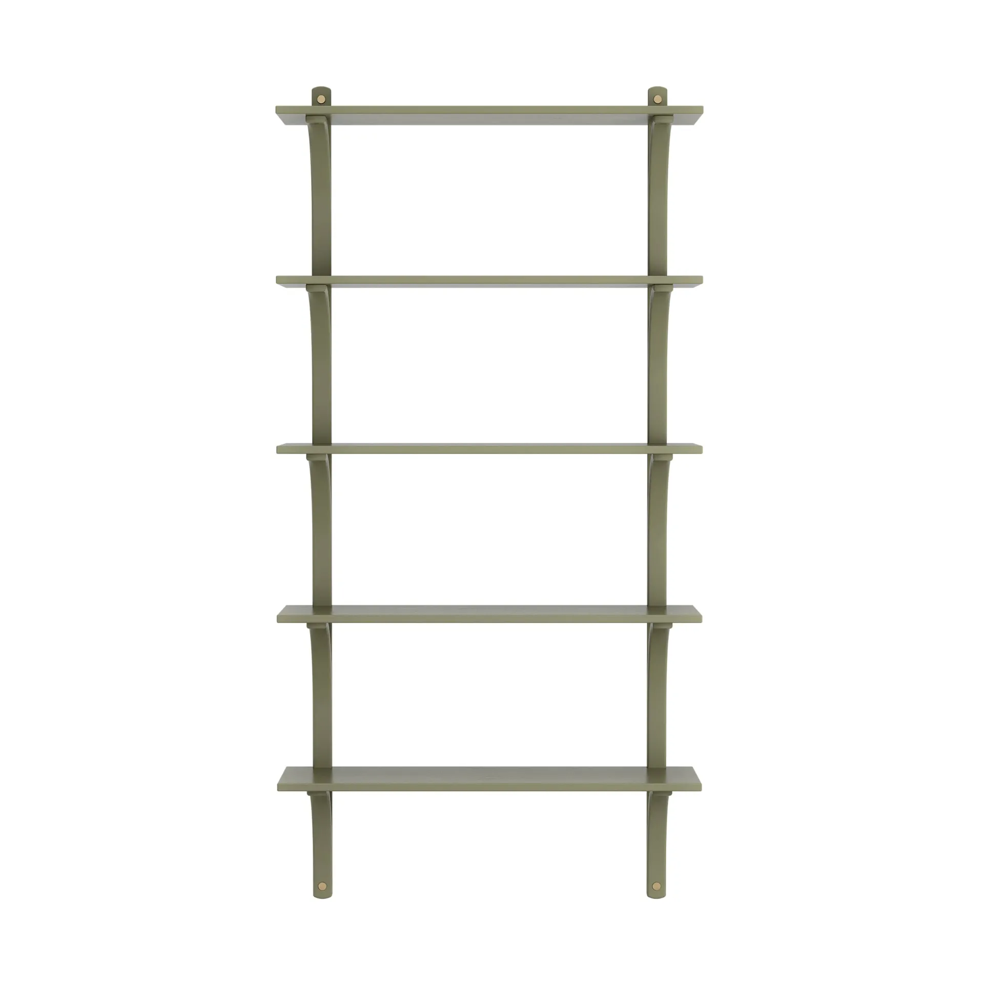 Levi shelf 5 shelves, Moss green-brass, 90 cm Swedese