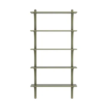 Levi shelf 5 shelves - Moss green-brass, 90 cm - Swedese