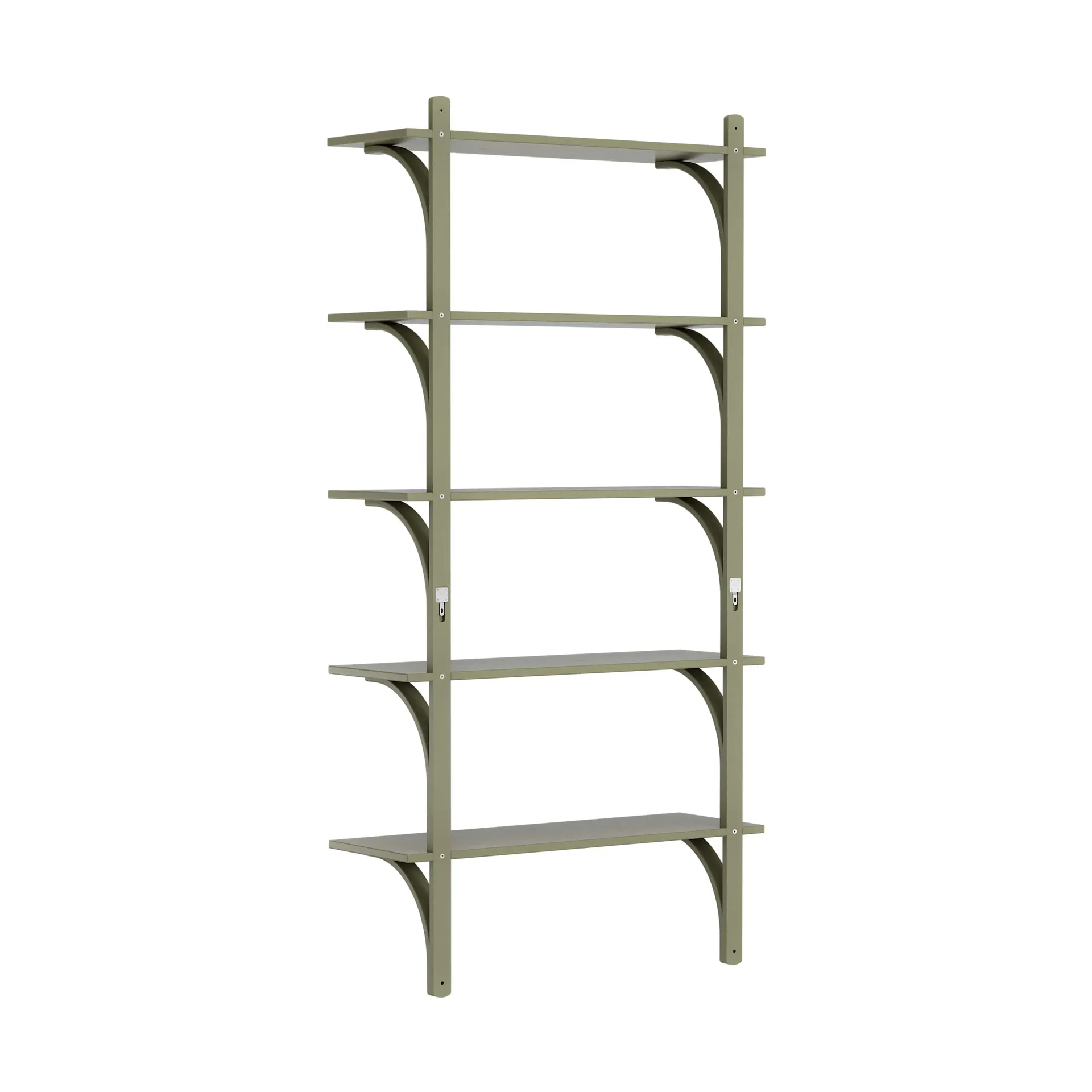 Levi shelf 5 shelves, Moss green-brass, 90 cm Swedese