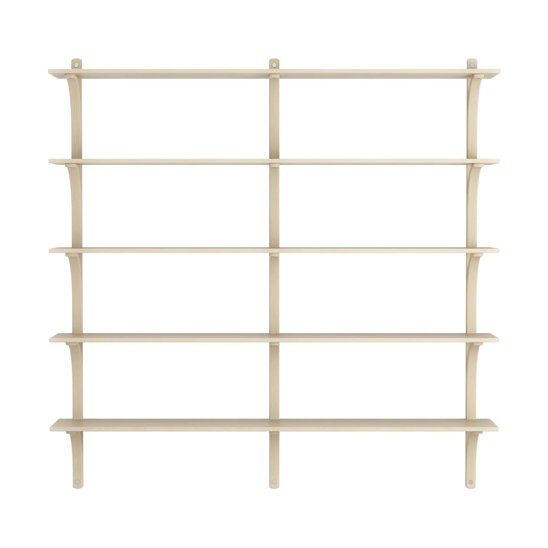 Levi shelf 5 shelves, Natural lacquered ash-aluminium, 180 cm Swedese