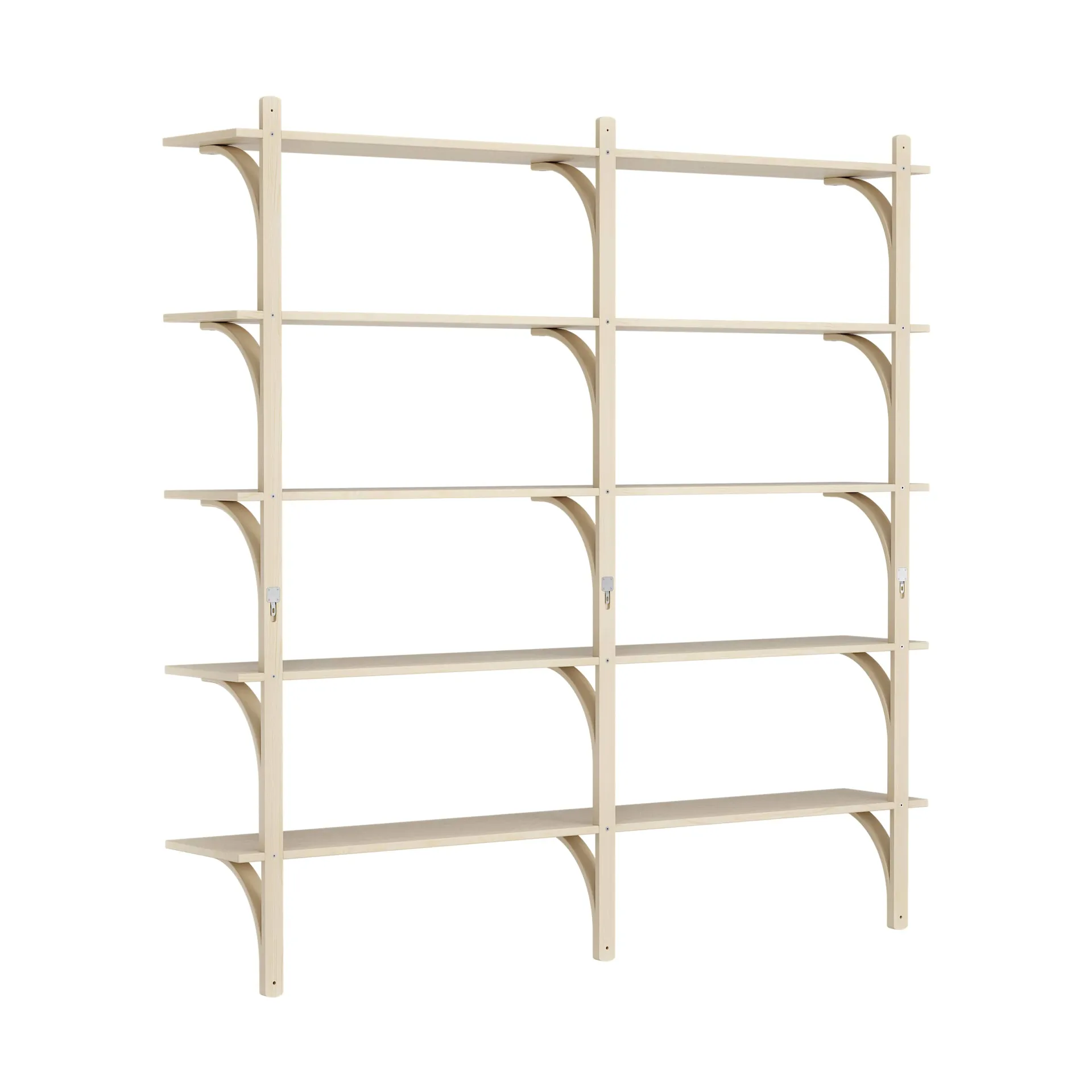 Levi shelf 5 shelves, Natural lacquered ash-aluminium, 180 cm Swedese