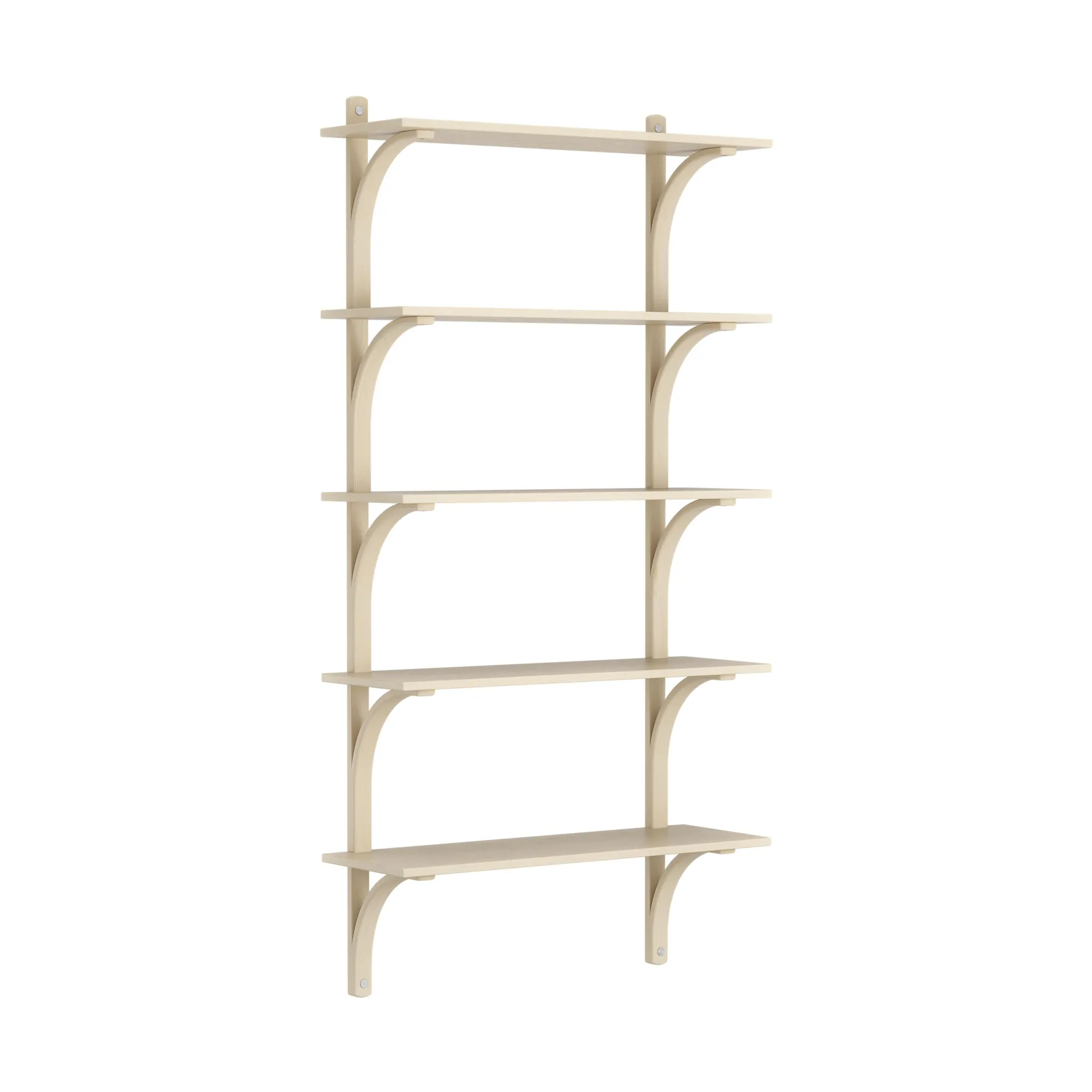 Levi shelf 5 shelves, Natural lacquered ash-aluminium, 90 cm Swedese