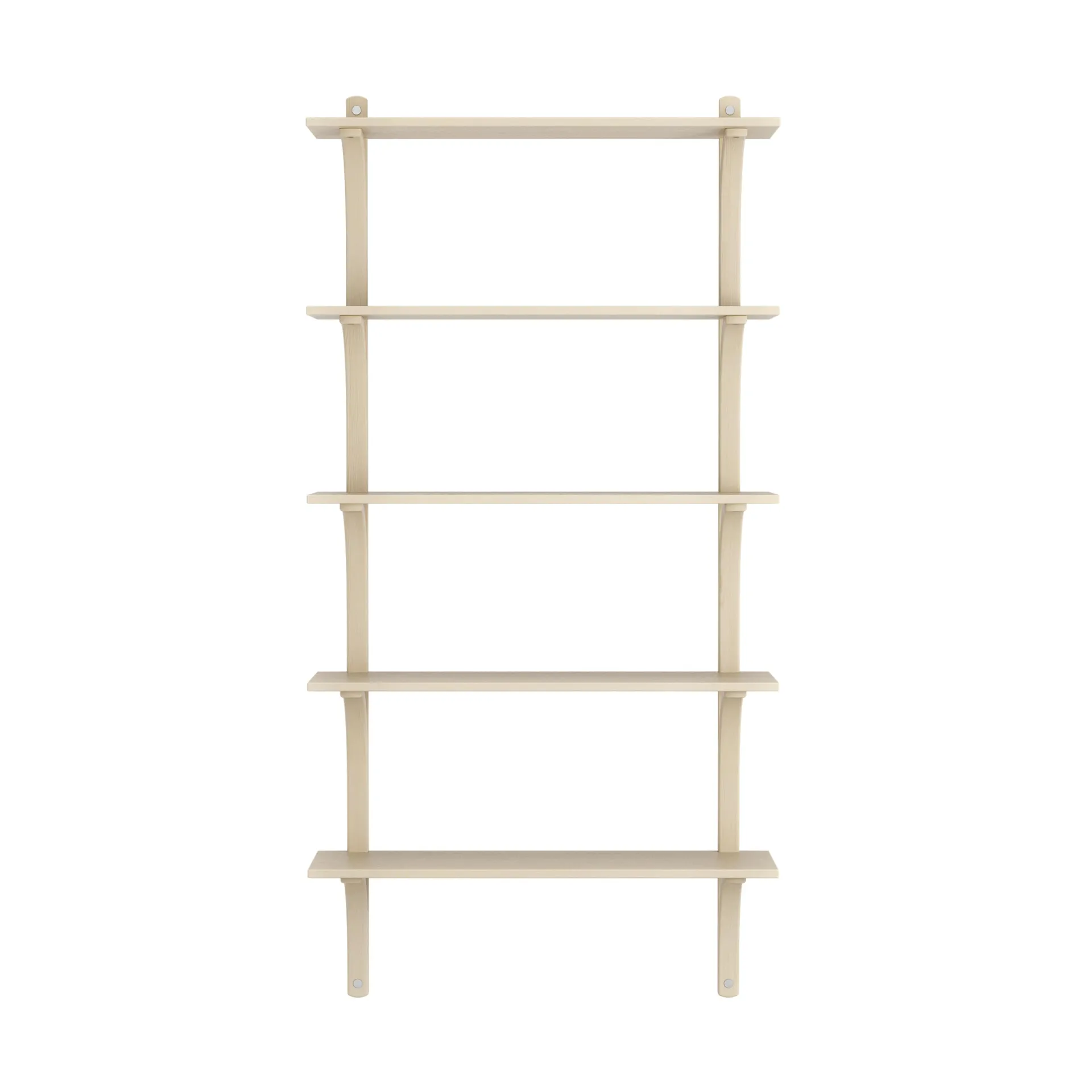 Levi shelf 5 shelves, Natural lacquered ash-aluminium, 90 cm Swedese