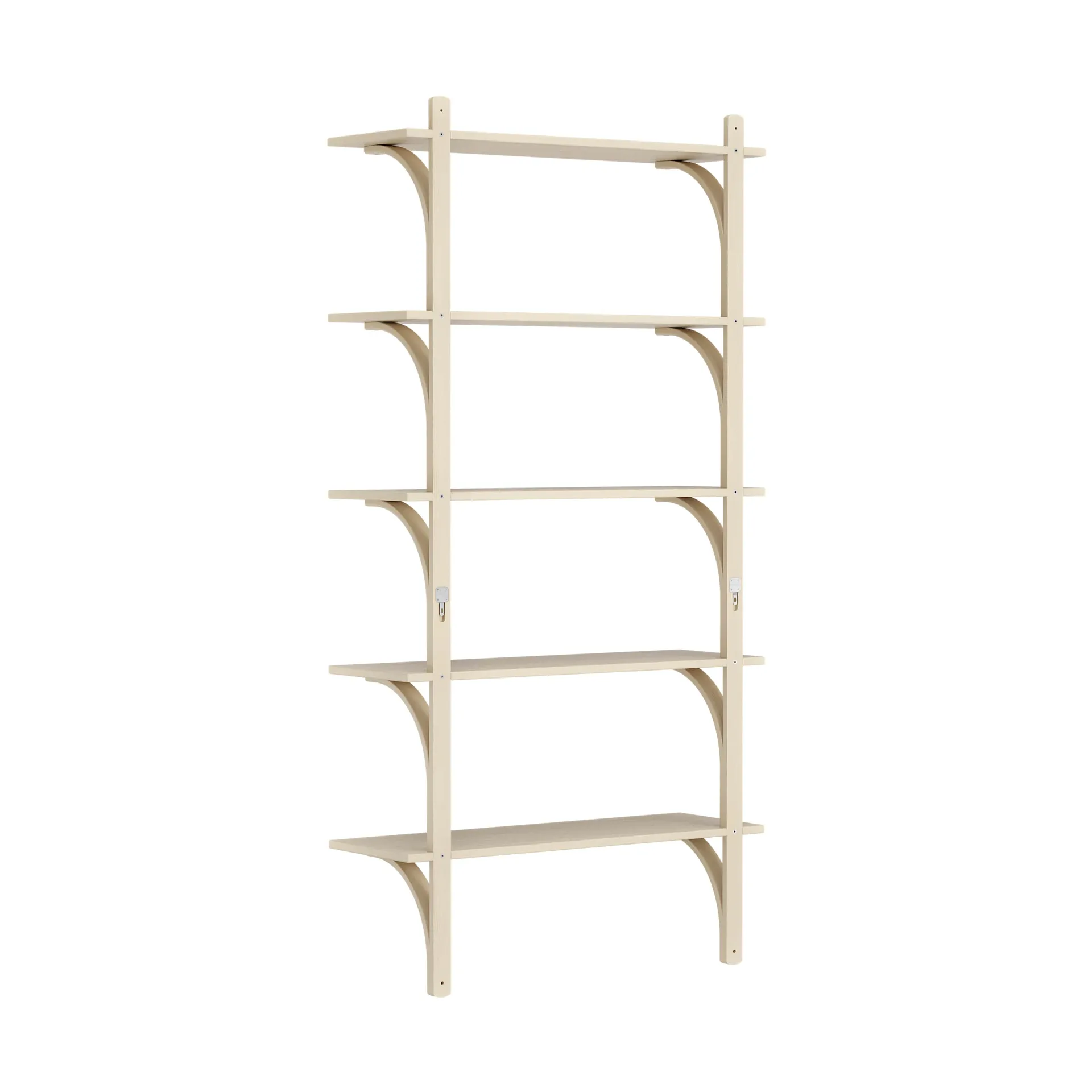 Levi shelf 5 shelves, Natural lacquered ash-aluminium, 90 cm Swedese