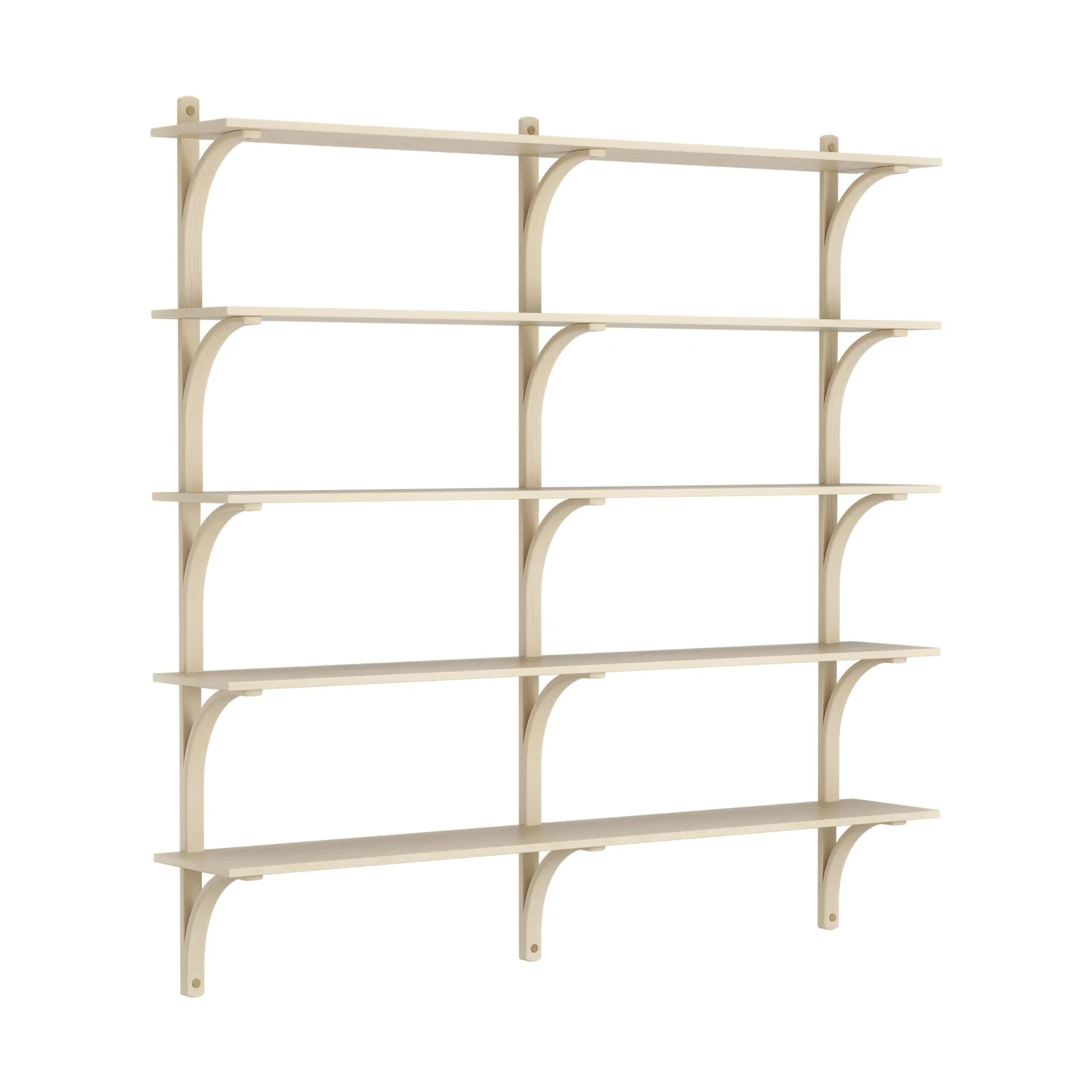 Levi shelf 5 shelves, Natural lacquered ash-brass, 180 cm Swedese
