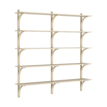 Levi shelf 5 shelves - Natural lacquered ash-brass, 180 cm - Swedese