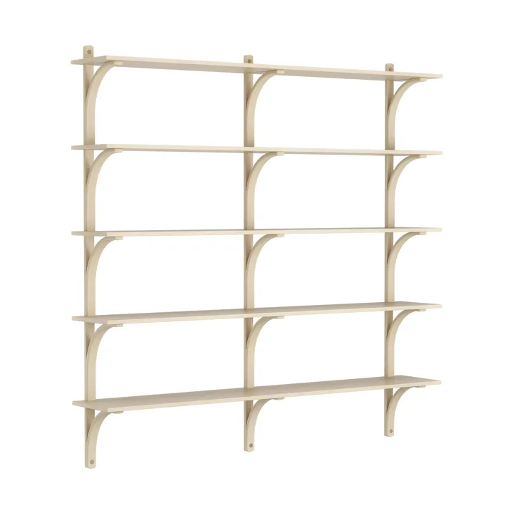 Levi shelf 5 shelves - Natural lacquered ash-brass, 180 cm - Swedese