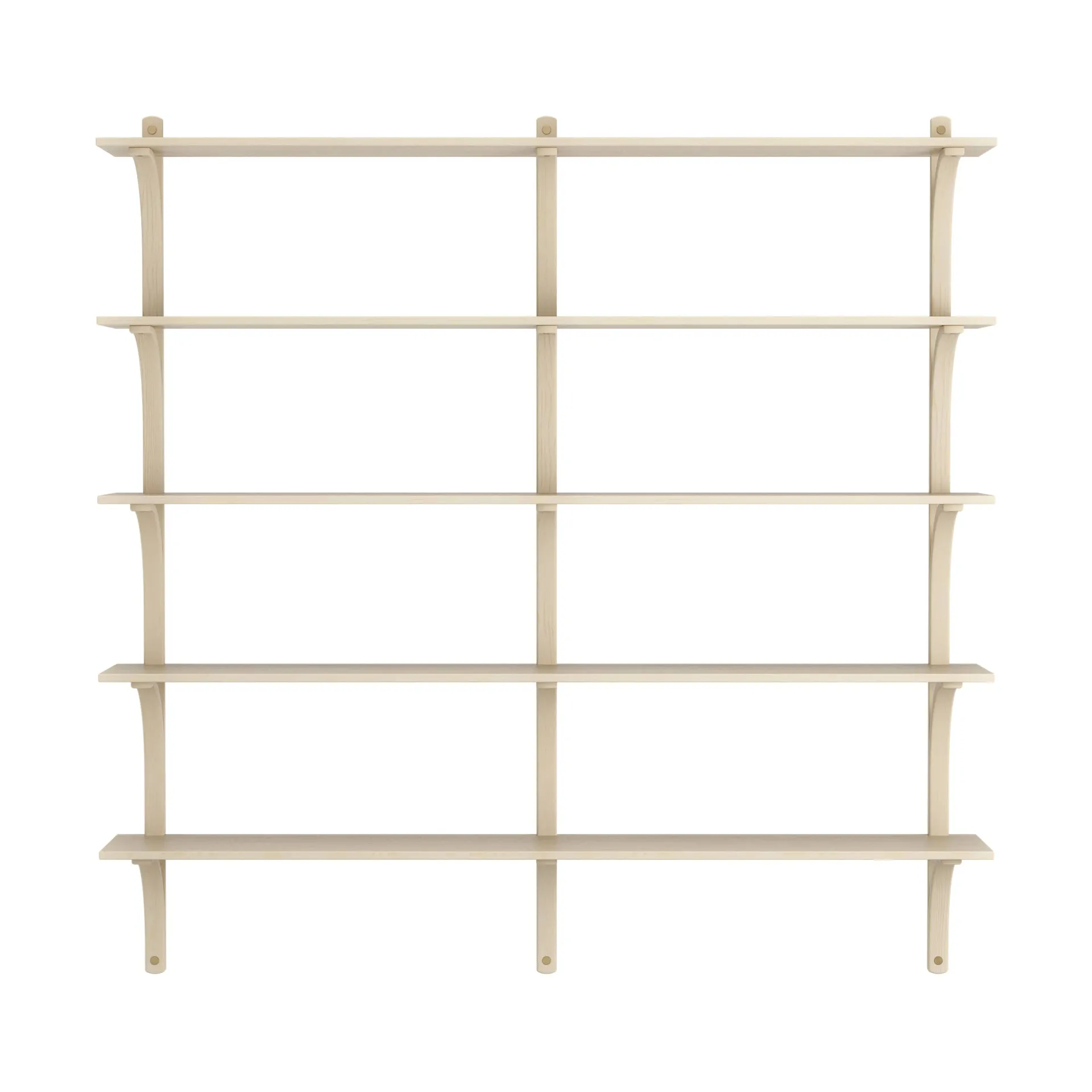 Levi shelf 5 shelves, Natural lacquered ash-brass, 180 cm Swedese