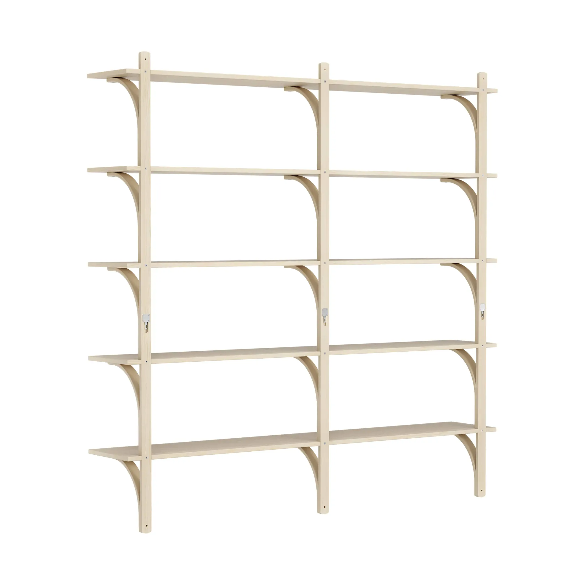 Levi shelf 5 shelves, Natural lacquered ash-brass, 180 cm Swedese