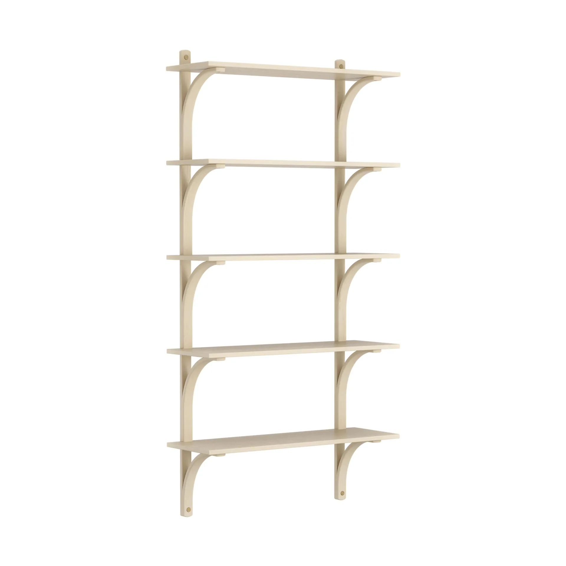 Levi shelf 5 shelves, Natural lacquered ash-brass, 90 cm Swedese