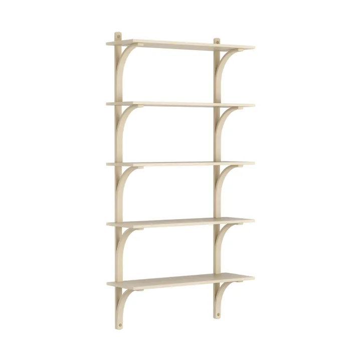 Levi shelf 5 shelves - Natural lacquered ash-brass, 90 cm - Swedese