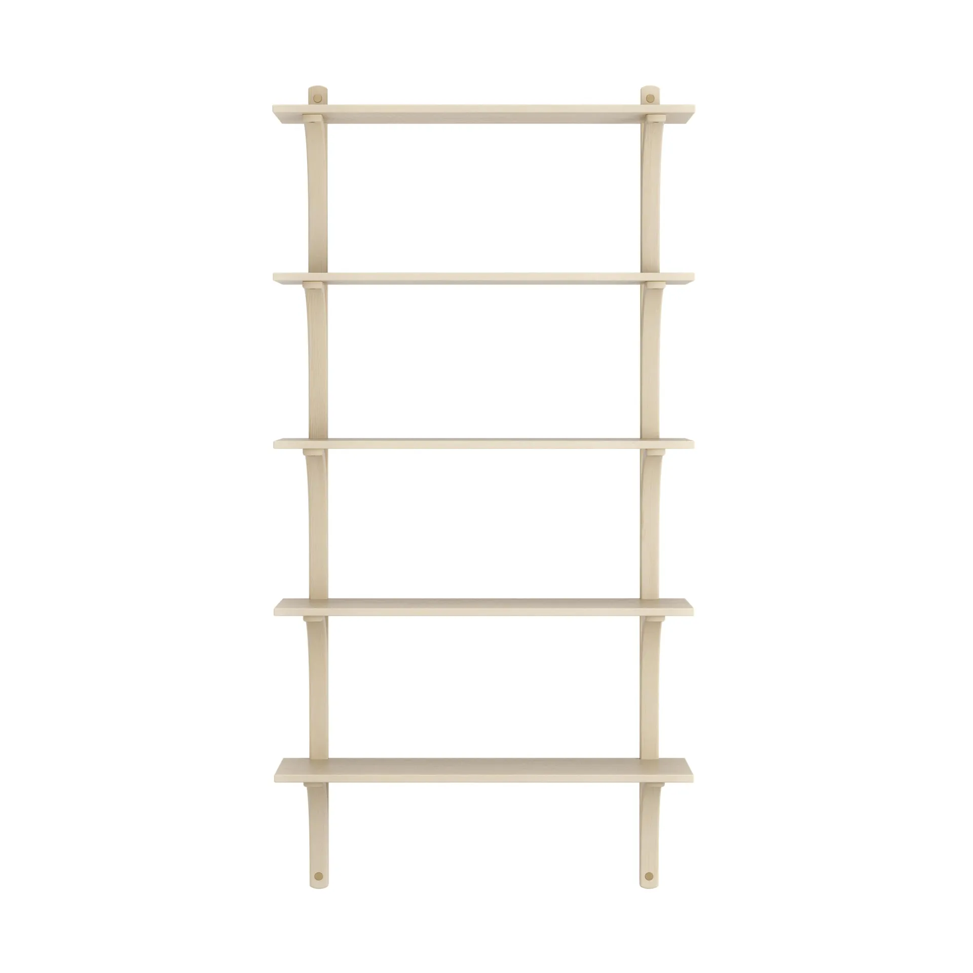 Levi shelf 5 shelves, Natural lacquered ash-brass, 90 cm Swedese