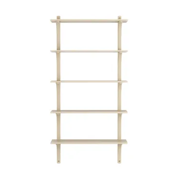 Levi shelf 5 shelves - Natural lacquered ash-brass, 90 cm - Swedese