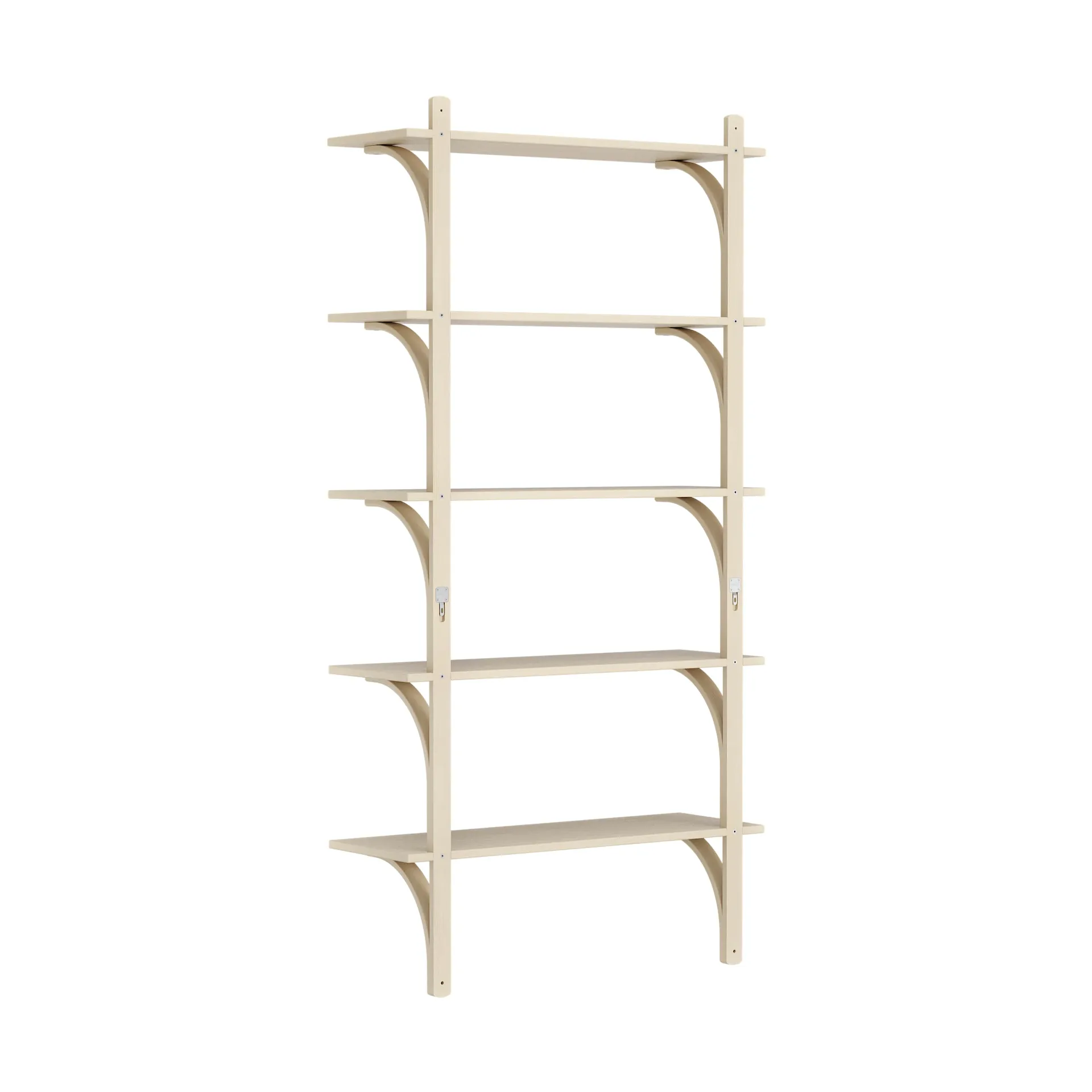 Levi shelf 5 shelves, Natural lacquered ash-brass, 90 cm Swedese