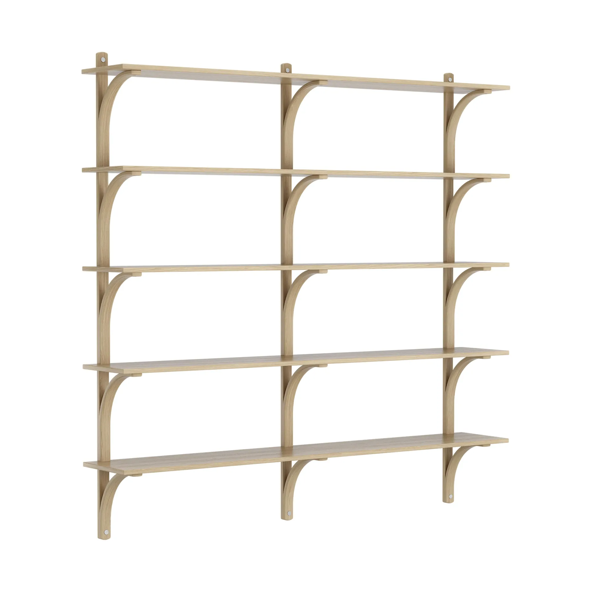 Levi shelf 5 shelves, Natural lacquered oak-aluminium, 180 cm Swedese