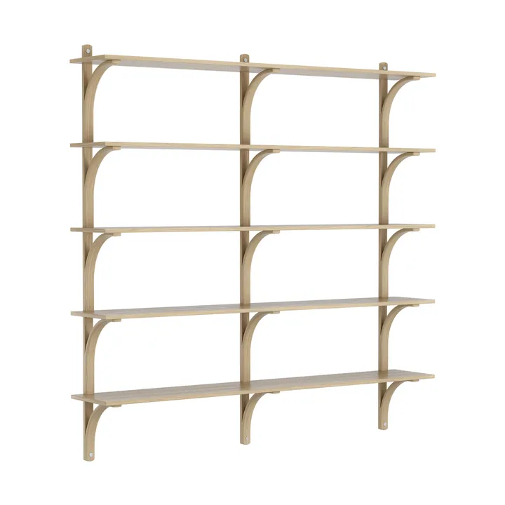 Levi shelf 5 shelves - Natural lacquered oak-aluminium, 180 cm - Swedese