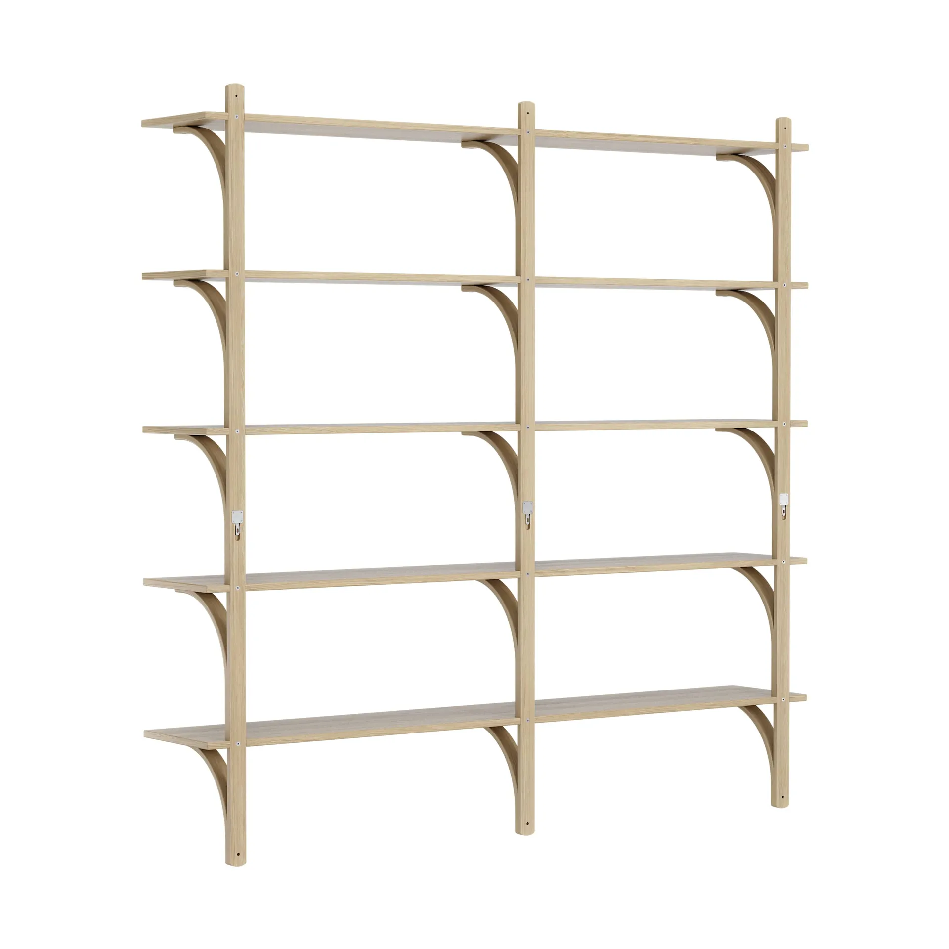 Levi shelf 5 shelves, Natural lacquered oak-aluminium, 180 cm Swedese