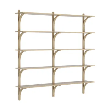 Levi shelf 5 shelves - Natural lacquered oak-brass, 180 cm - Swedese