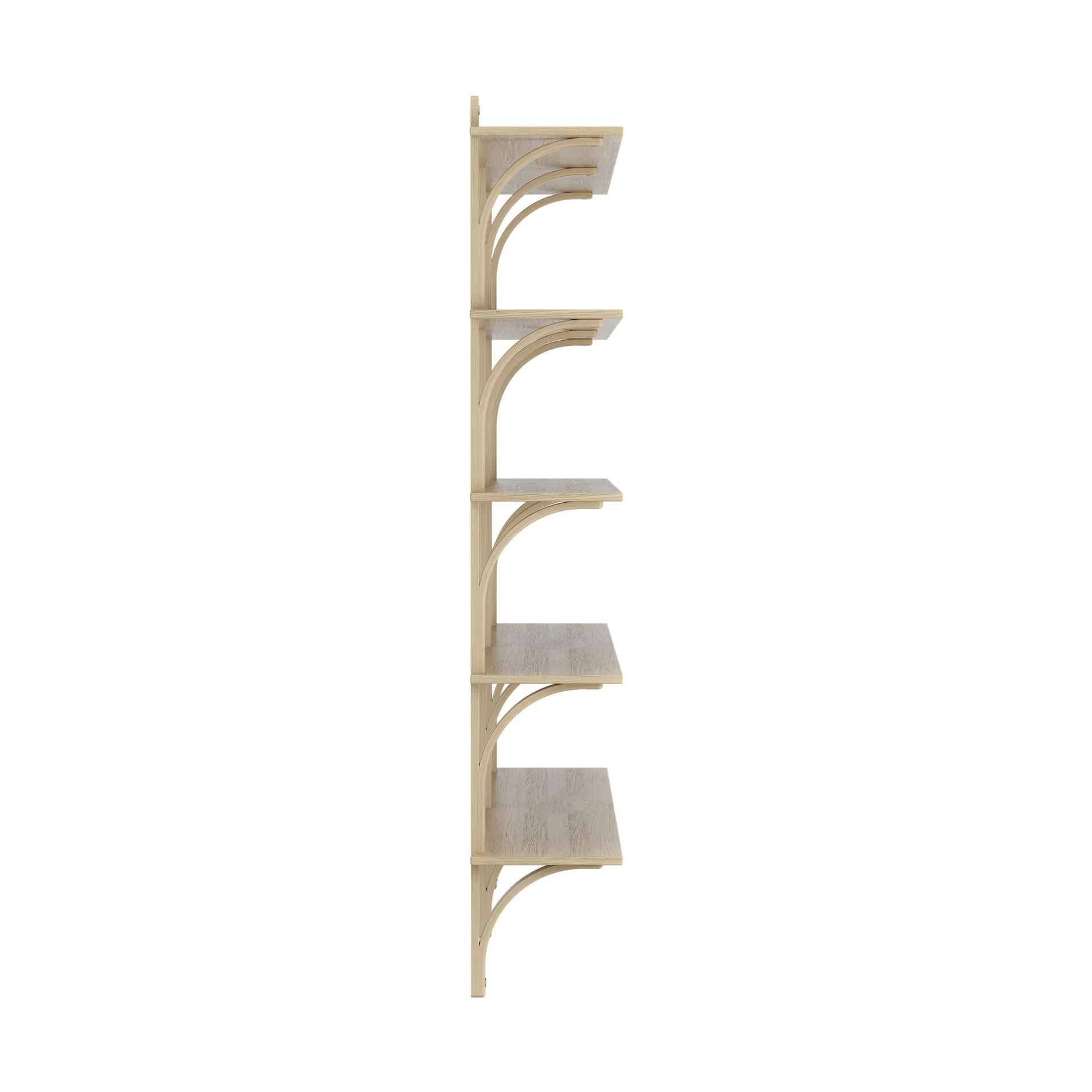 Levi shelf 5 shelves, Natural lacquered oak-brass, 180 cm Swedese