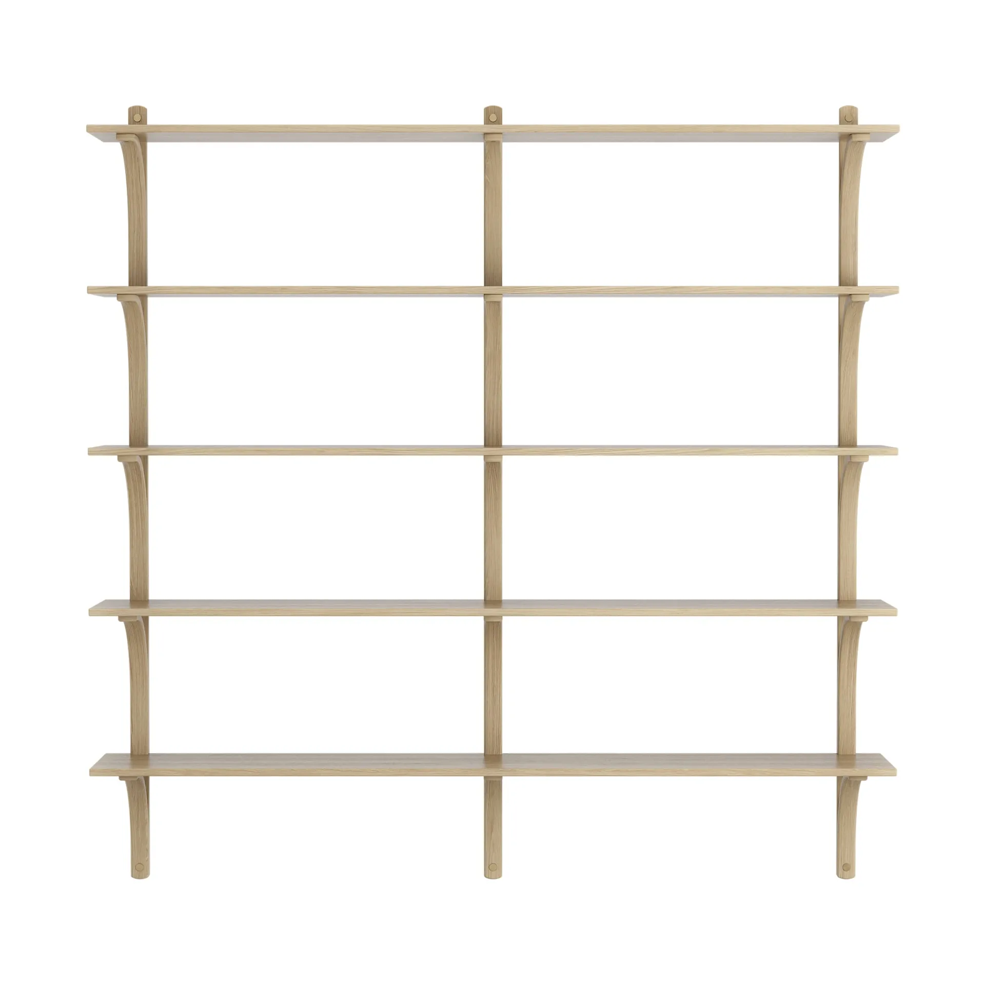 Levi shelf 5 shelves, Natural lacquered oak-brass, 180 cm Swedese