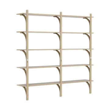 Levi shelf 5 shelves - Natural lacquered oak-brass, 180 cm - Swedese