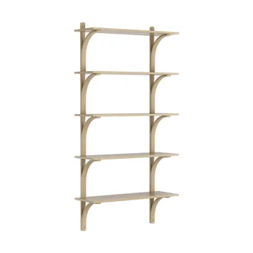 Levi shelf 5 shelves - Natural lacquered oak-brass, 90 cm - Swedese