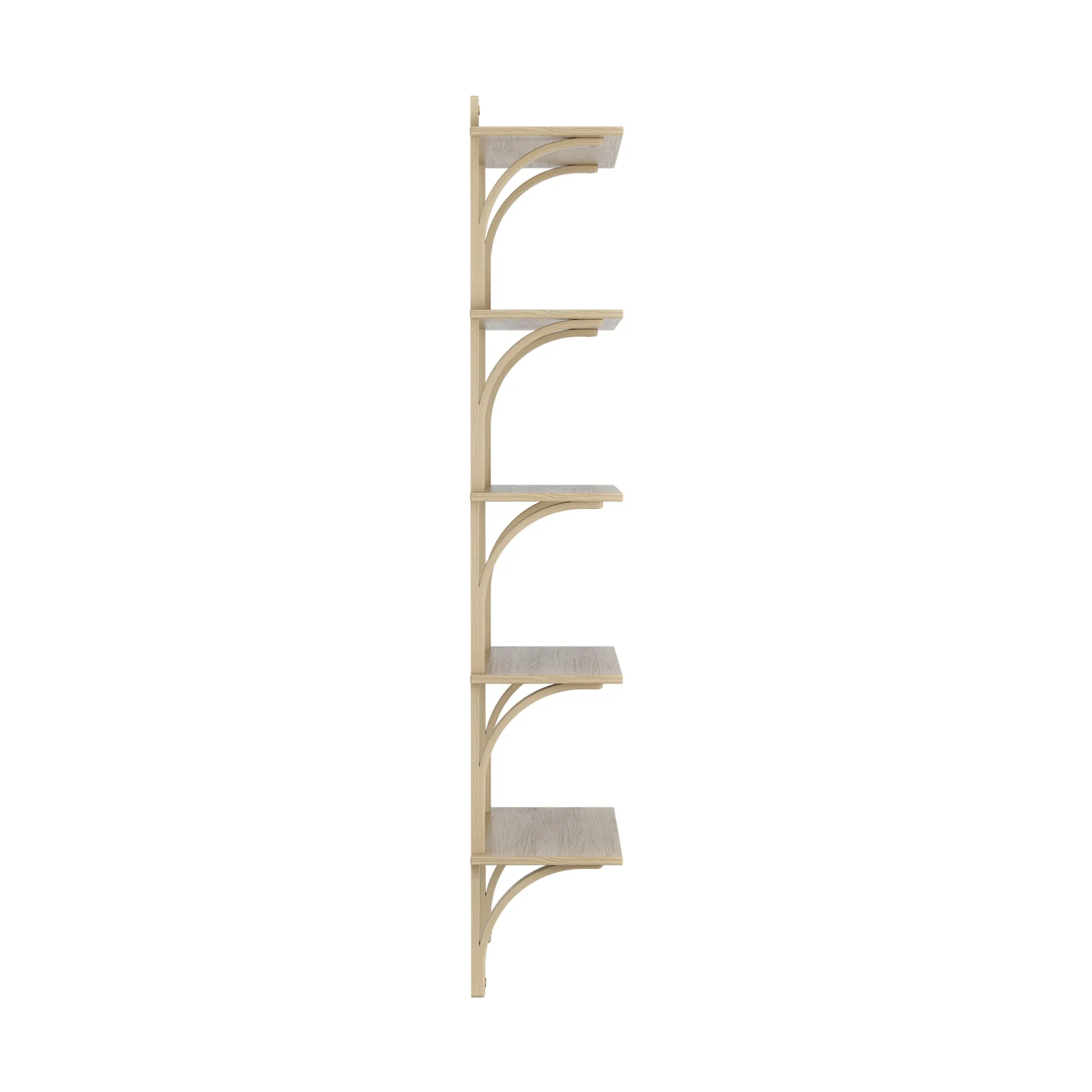 Levi shelf 5 shelves, Natural lacquered oak-brass, 90 cm Swedese
