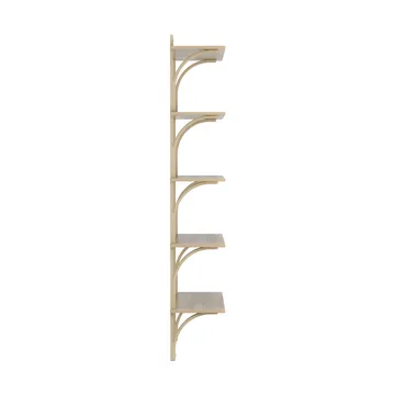Levi shelf 5 shelves - Natural lacquered oak-brass, 90 cm - Swedese