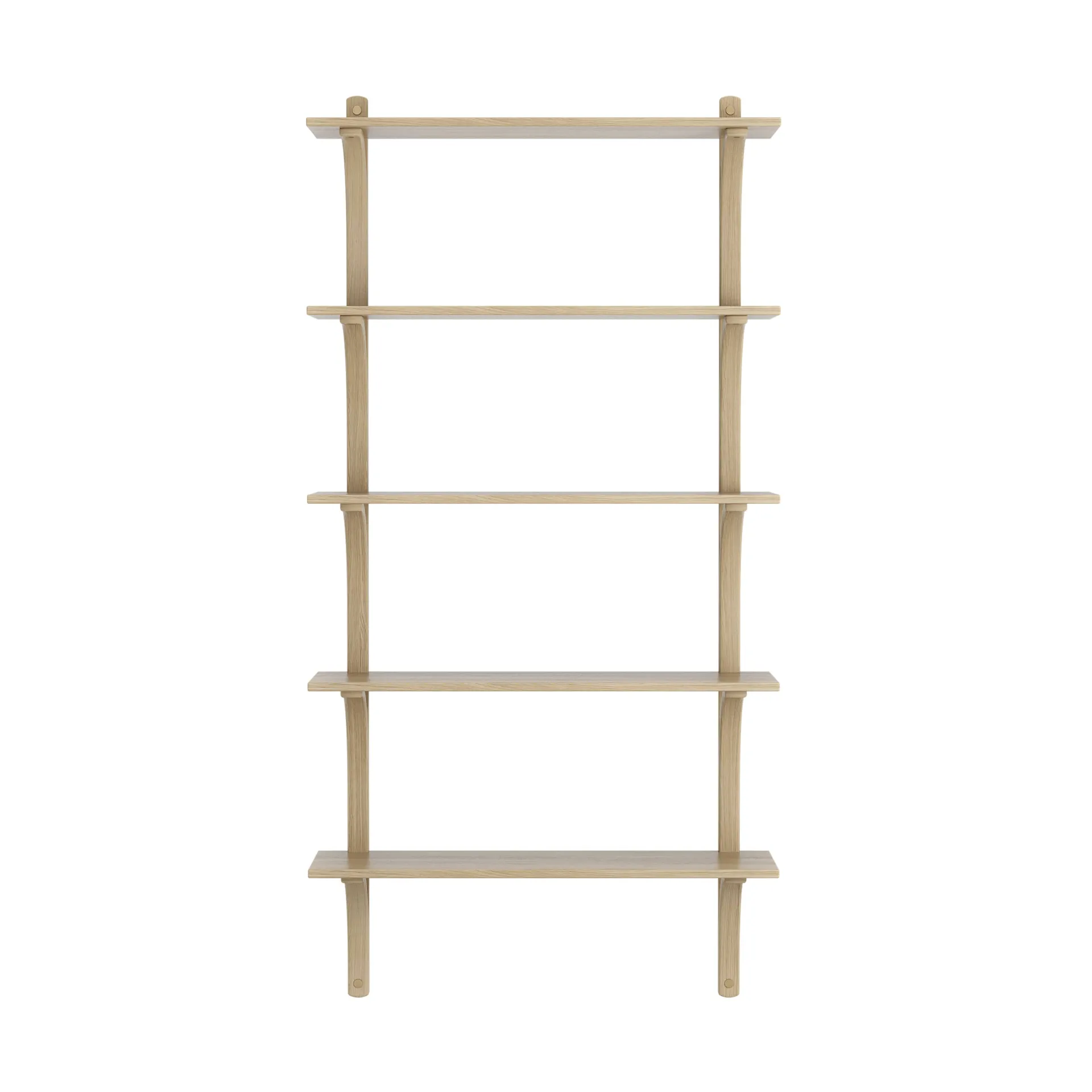 Levi shelf 5 shelves, Natural lacquered oak-brass, 90 cm Swedese