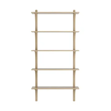 Levi shelf 5 shelves - Natural lacquered oak-brass, 90 cm - Swedese