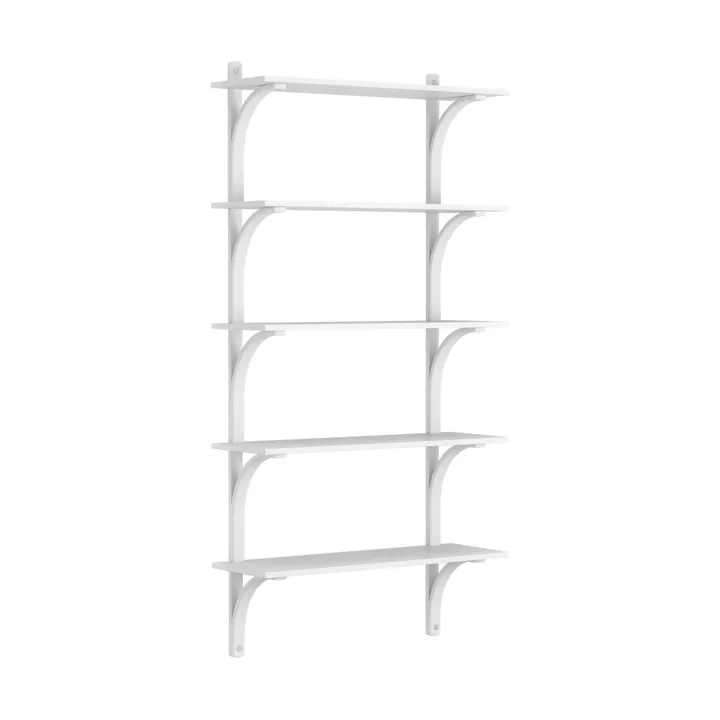 Levi shelf 5 shelves - White lacquered ash-aluminium, 90 cm - Swedese