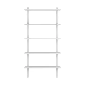 Levi shelf 5 shelves - White lacquered ash-aluminium, 90 cm - Swedese