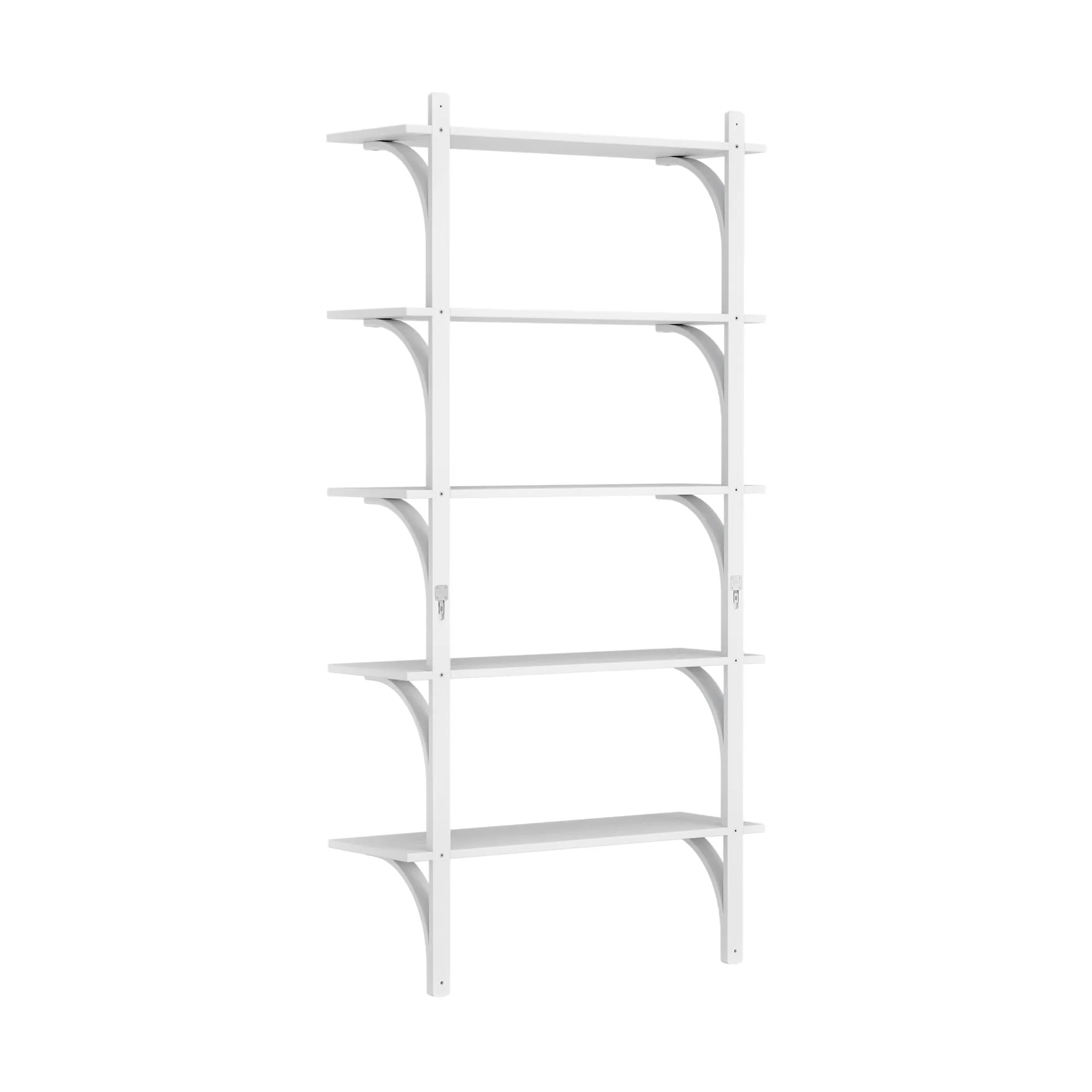 Levi shelf 5 shelves, White lacquered ash-aluminium, 90 cm Swedese