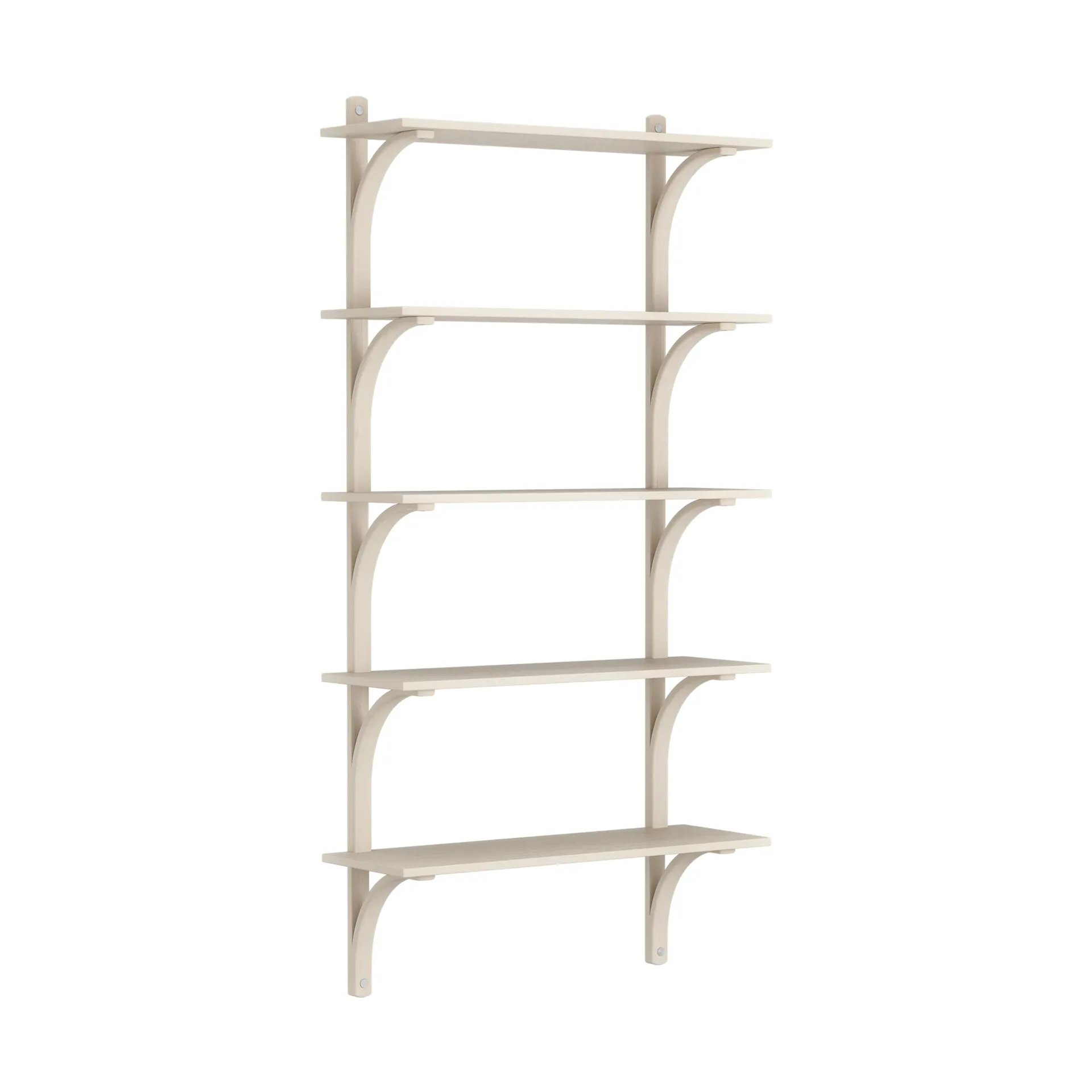 Levi shelf 5 shelves, White-pigmented ash-aluminium, 90 cm Swedese