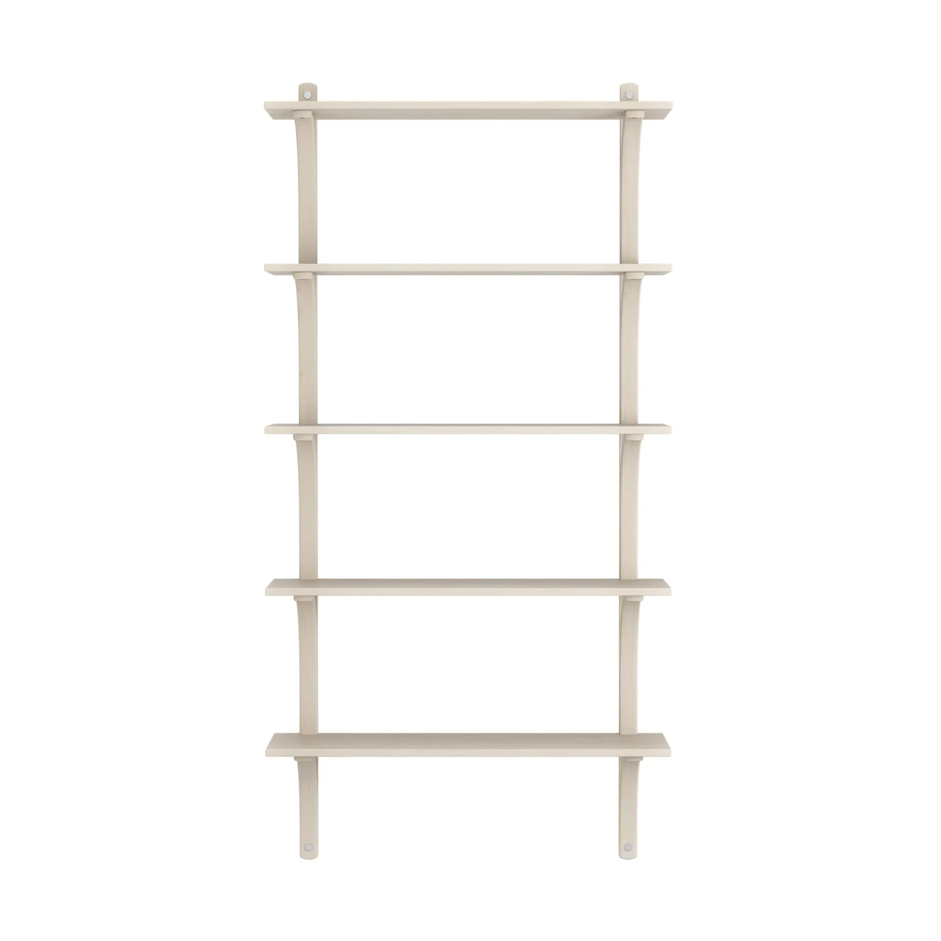 Levi shelf 5 shelves, White-pigmented ash-aluminium, 90 cm Swedese