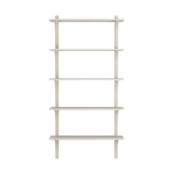 Levi shelf 5 shelves - White-pigmented ash-aluminium, 90 cm - Swedese