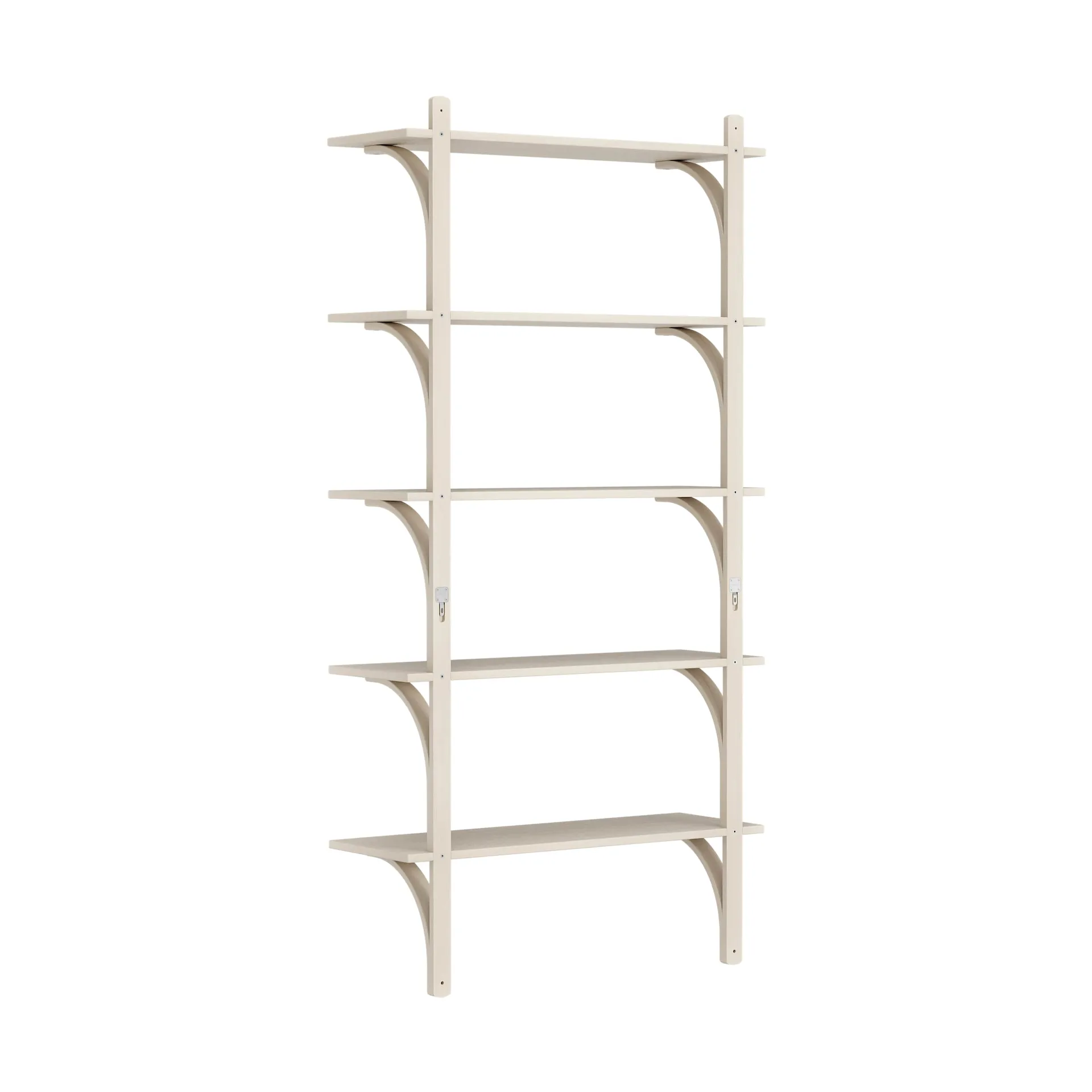Levi shelf 5 shelves, White-pigmented ash-aluminium, 90 cm Swedese