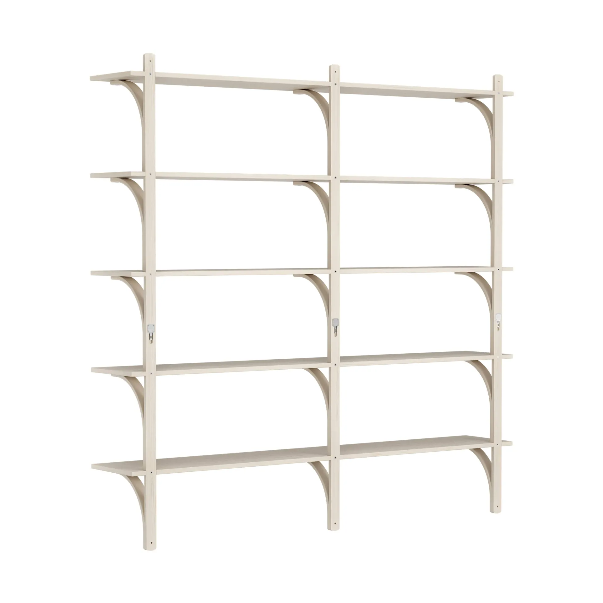 Levi shelf 5 shelves, White pigmented ash-brass, 180 cm Swedese