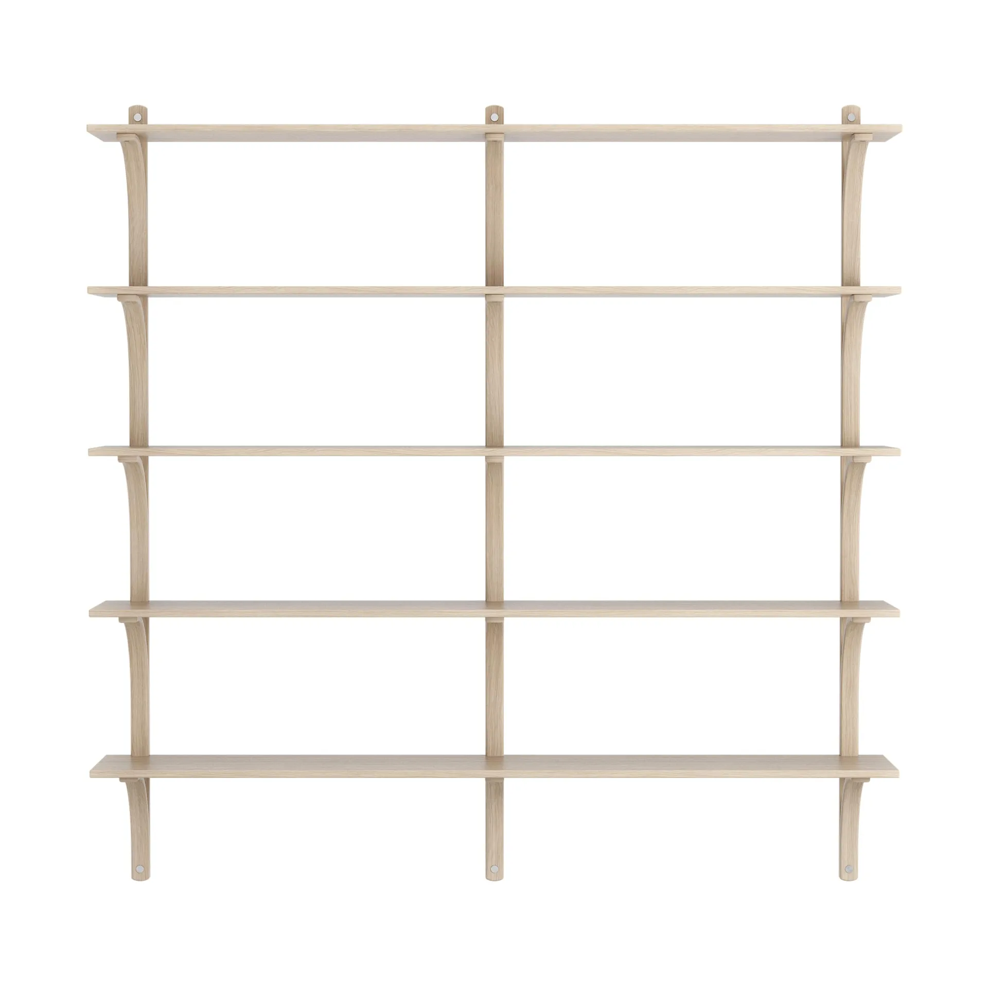 Levi shelf 5 shelves, White pigmented oak-aluminium, 180 cm Swedese