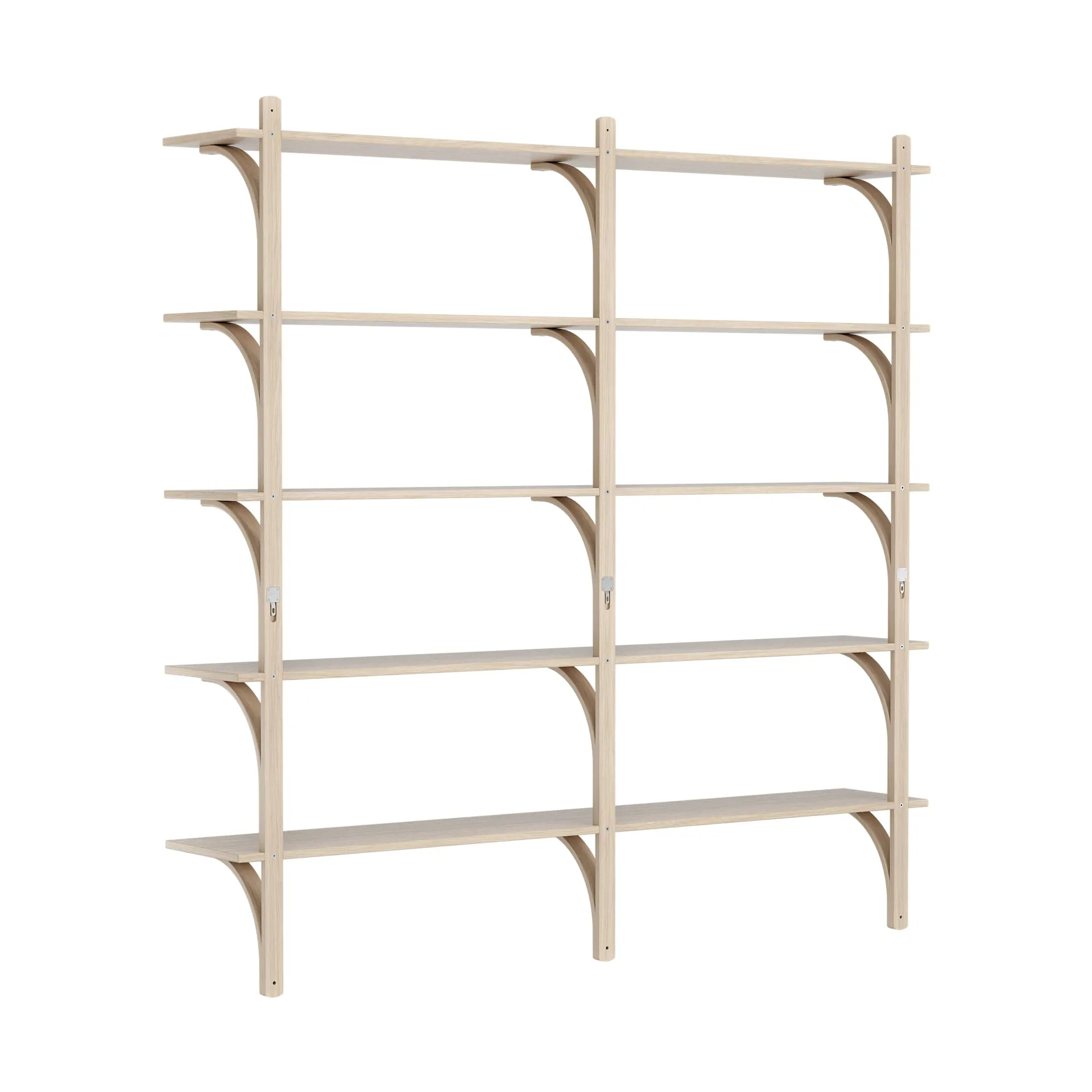 Levi shelf 5 shelves, White pigmented oak-aluminium, 180 cm Swedese