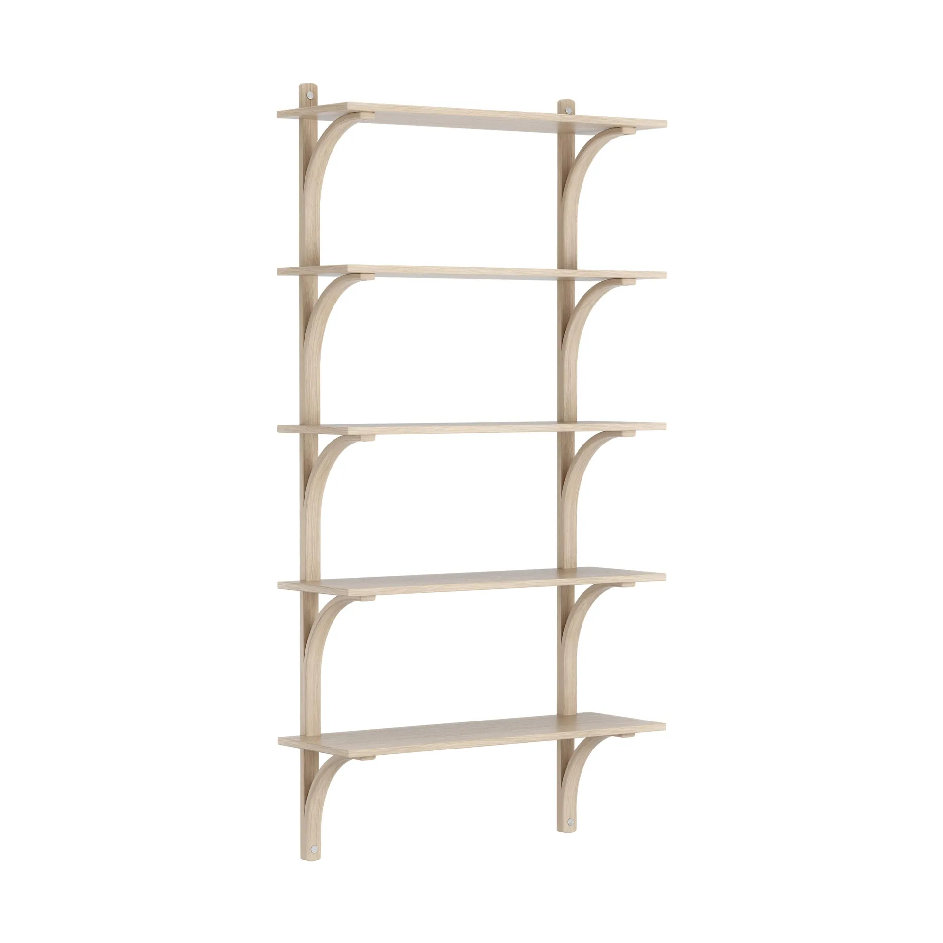 Levi shelf 5 shelves, White-pigmented oak-aluminum, 90 cm Swedese