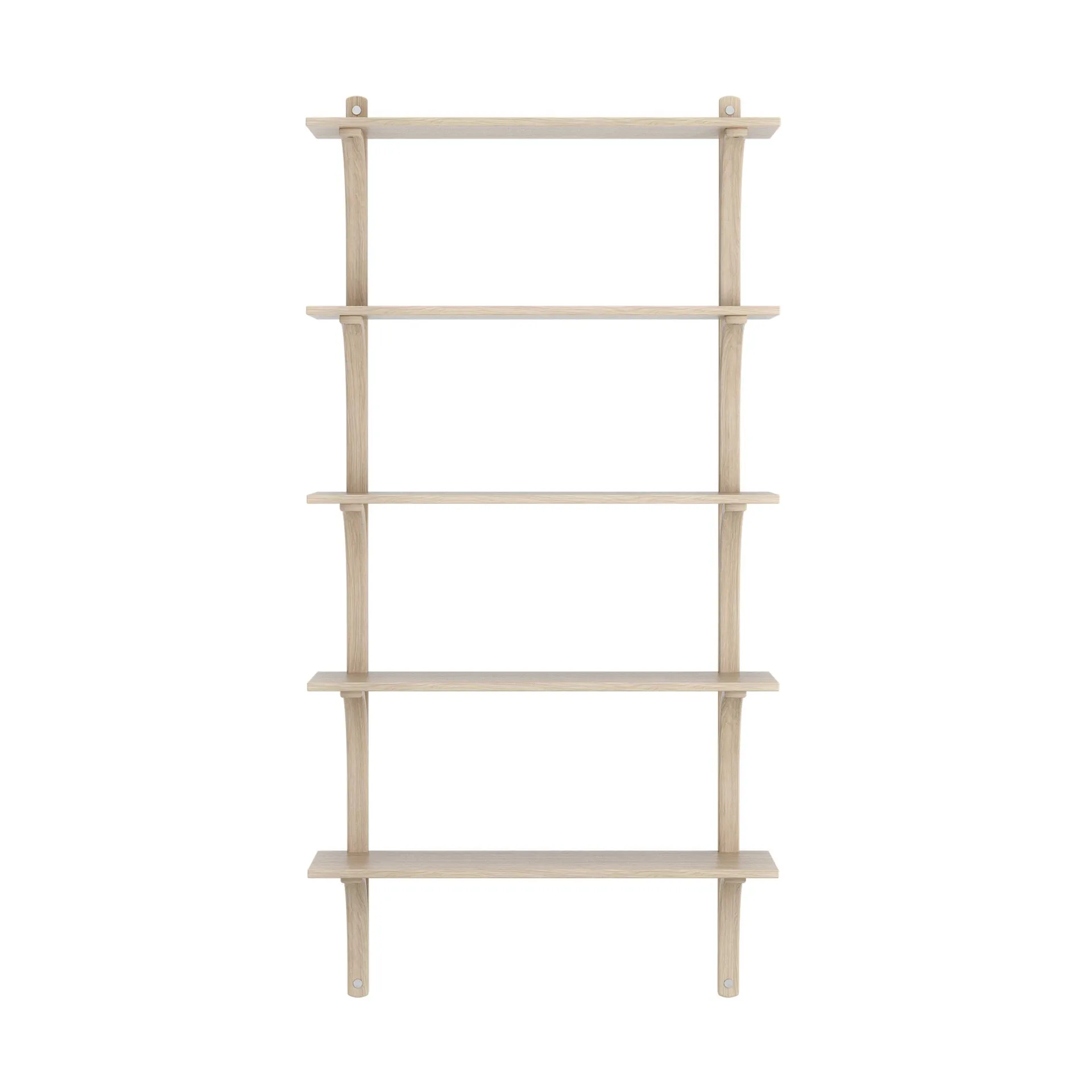 Levi shelf 5 shelves, White-pigmented oak-aluminum, 90 cm Swedese