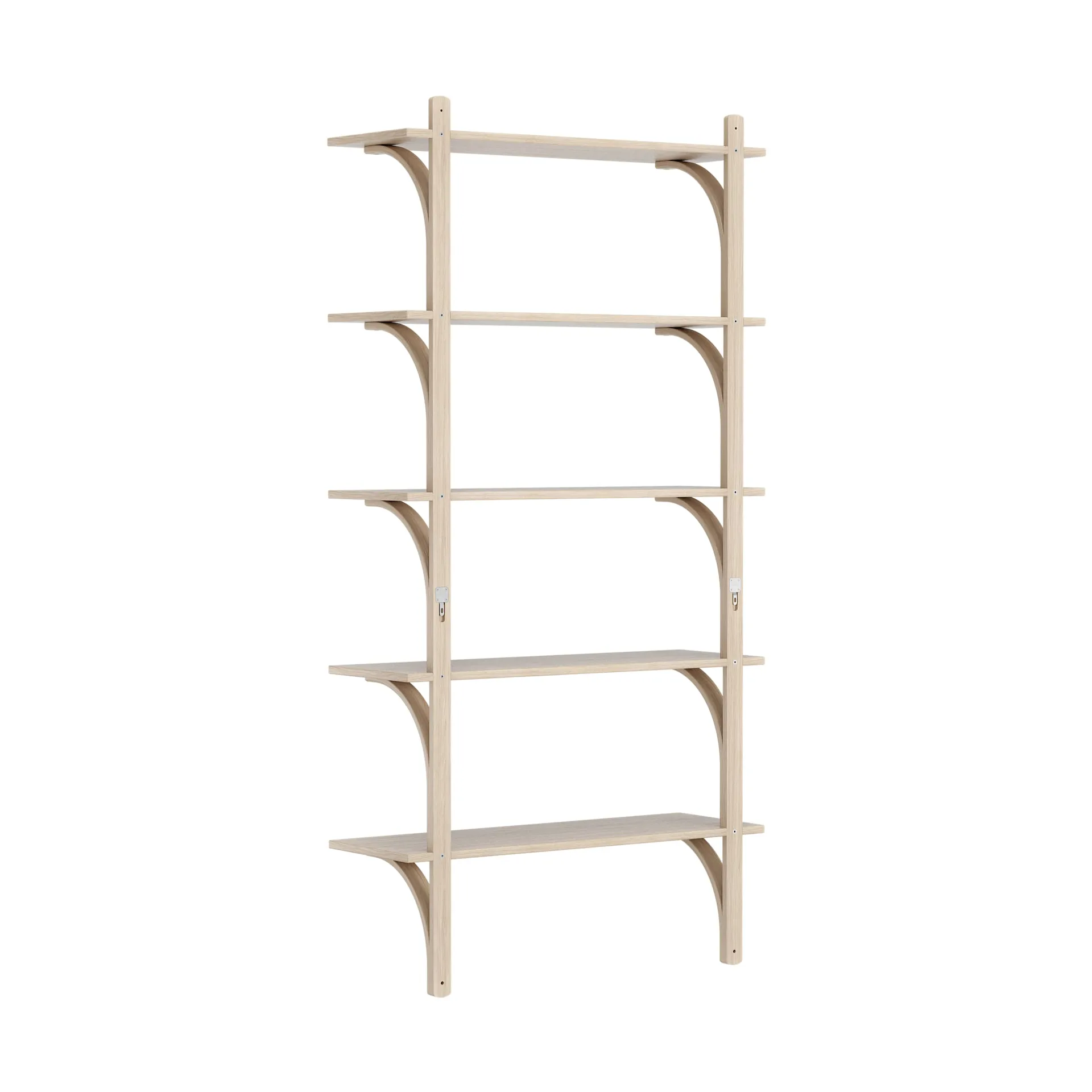 Levi shelf 5 shelves, White-pigmented oak-aluminum, 90 cm Swedese