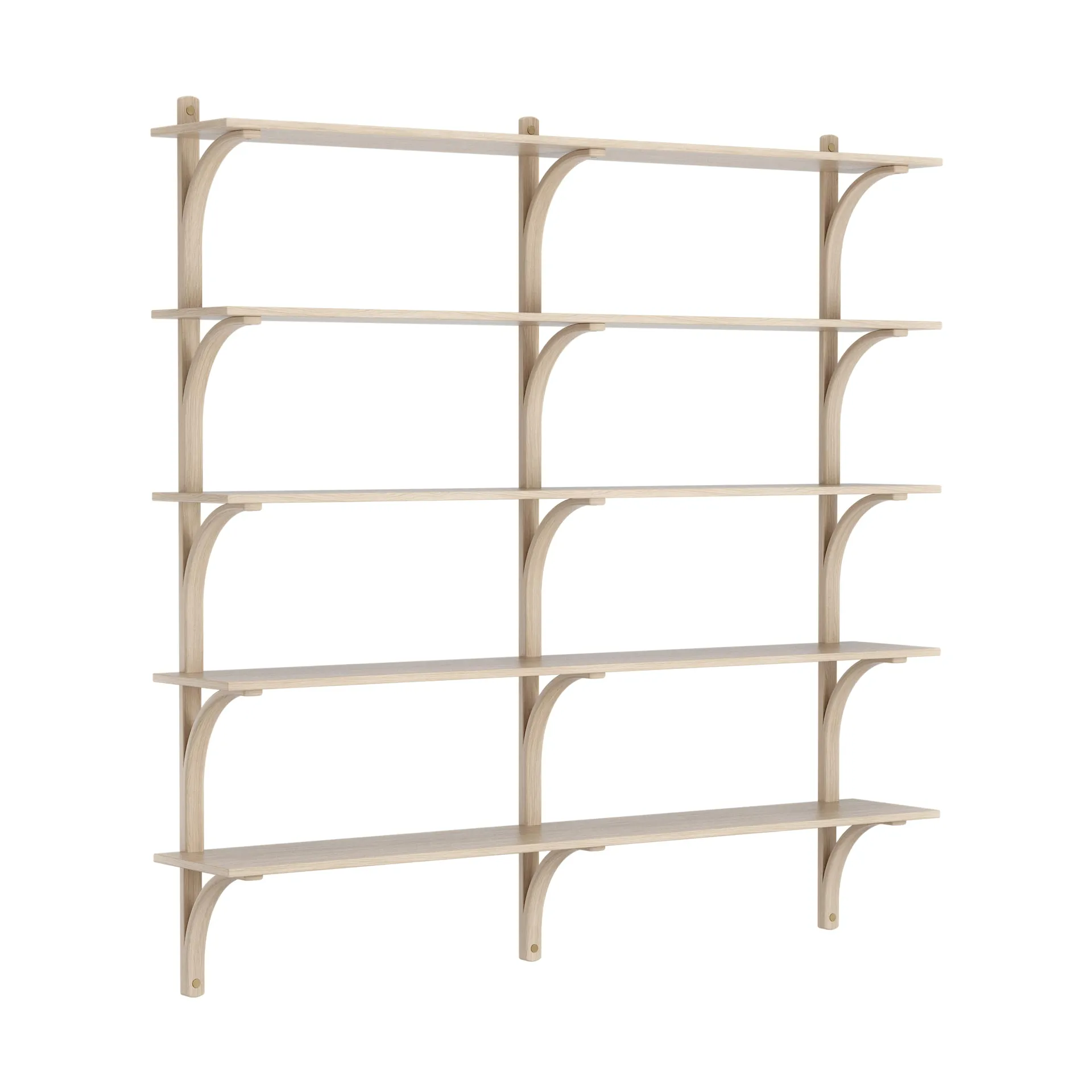 Levi shelf 5 shelves, White-pigmented oak-brass, 180 cm Swedese