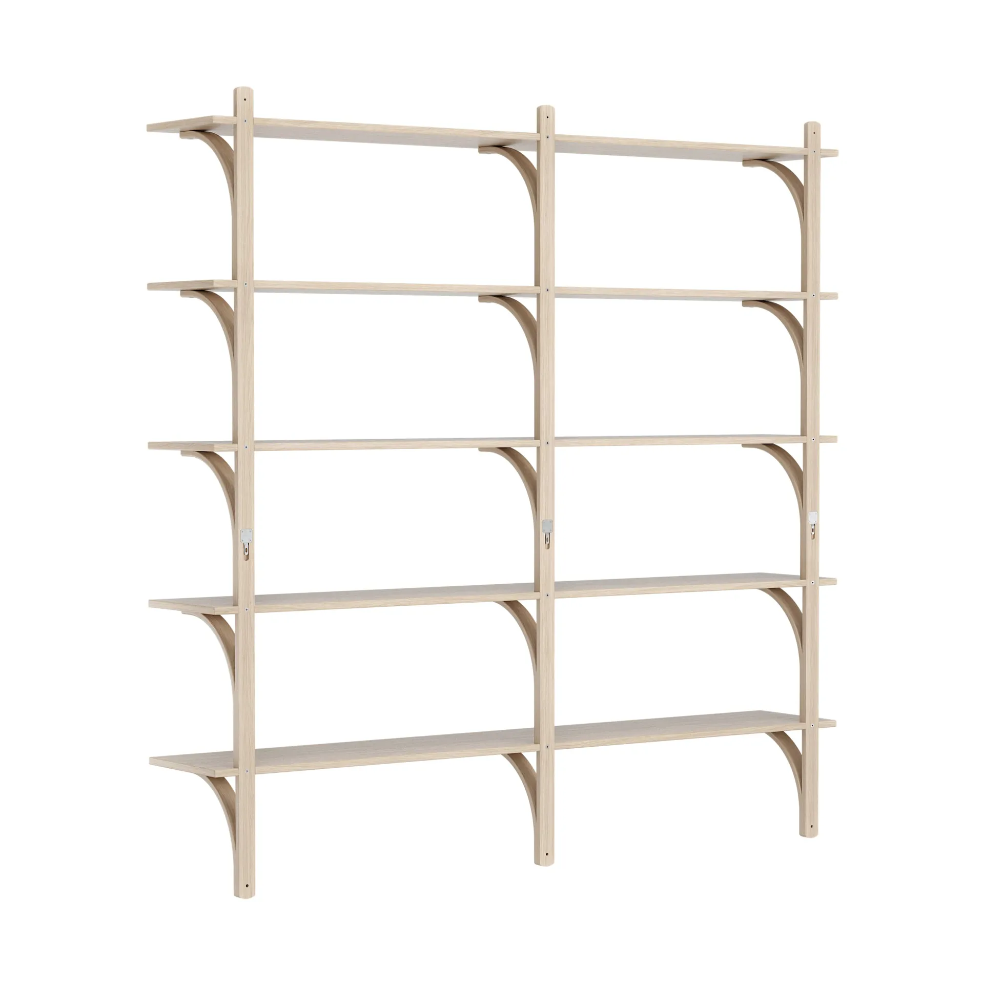 Levi shelf 5 shelves, White-pigmented oak-brass, 180 cm Swedese
