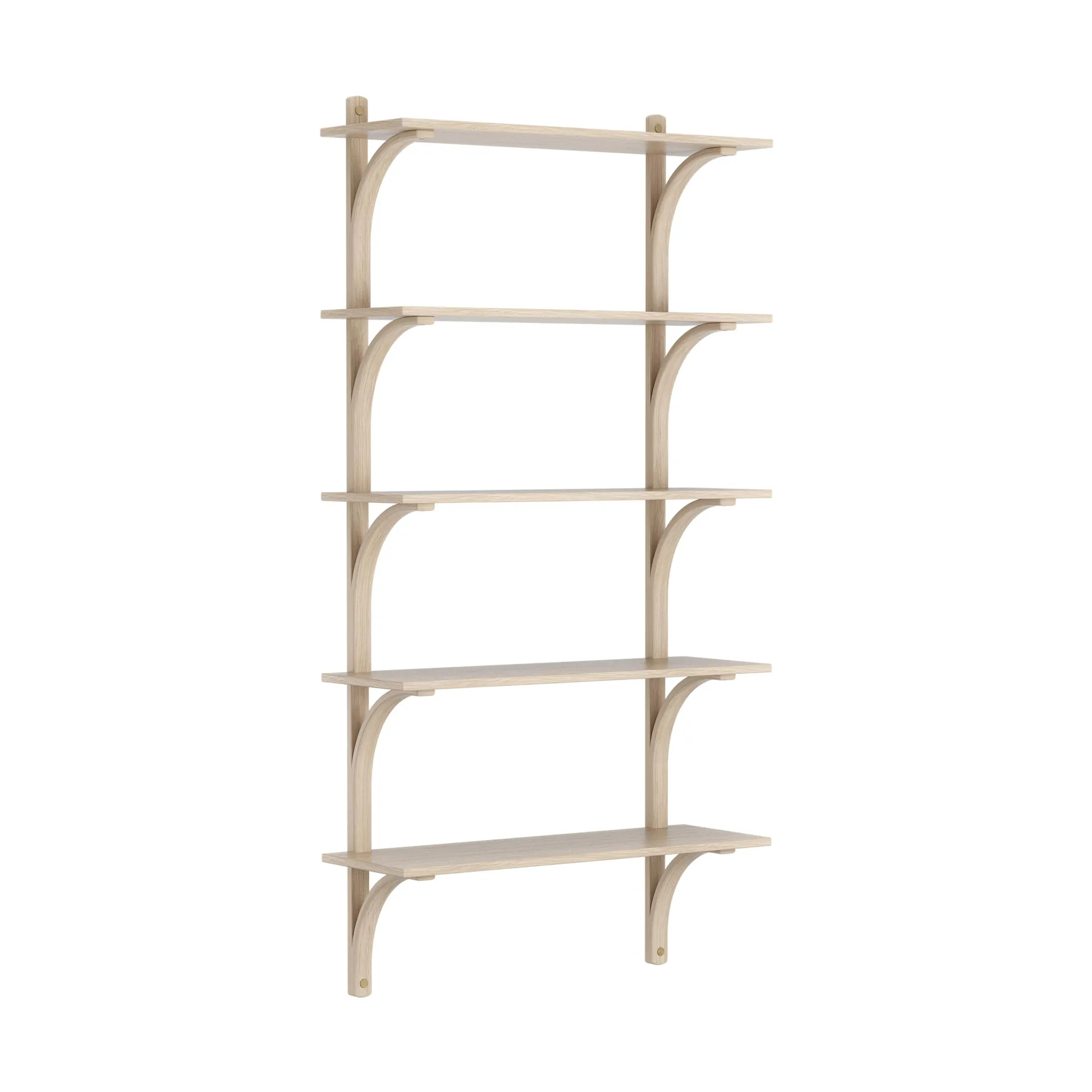 Levi shelf 5 shelves, White-pigmented oak-brass, 90 cm Swedese
